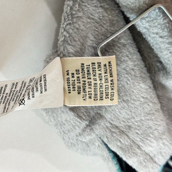 L.L. Bean Fleece-Lined Flannel Hoodie Women's Medium Blue Plaid Cotton Jacket - Picture 13 of 14